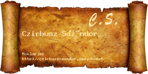 Czirbusz Sándor névjegykártya